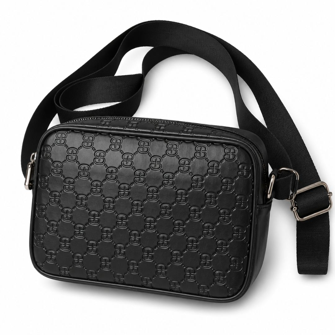 Embossed Monogram Crossbody Messenger Bag